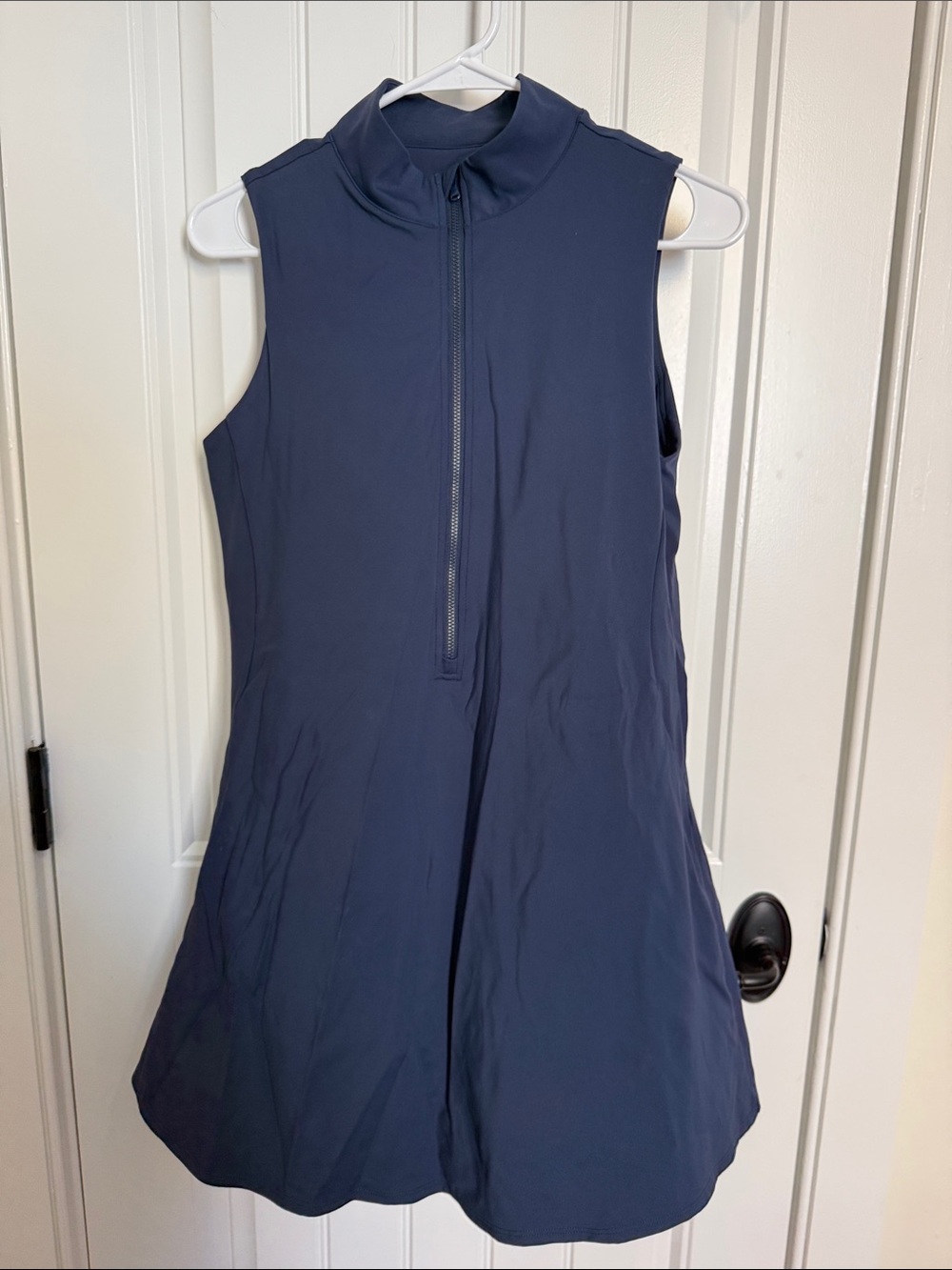 Sleeveless Navy Zip-Front Tank Dress Top